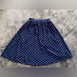 Mikarose Retro Navy & White Polka Dot Chiffon Modest A Line Skirt Size XS